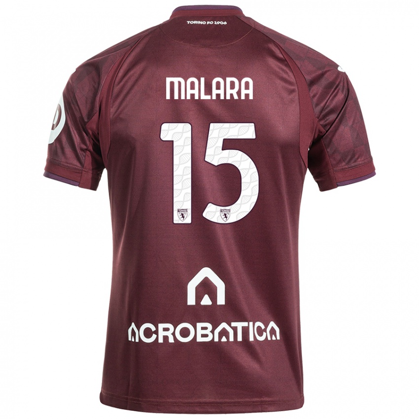 Enfant Maillot Sara Malara #15 Bordeaux Blanc Tenues Domicile 2024/25 T-Shirt Belgique