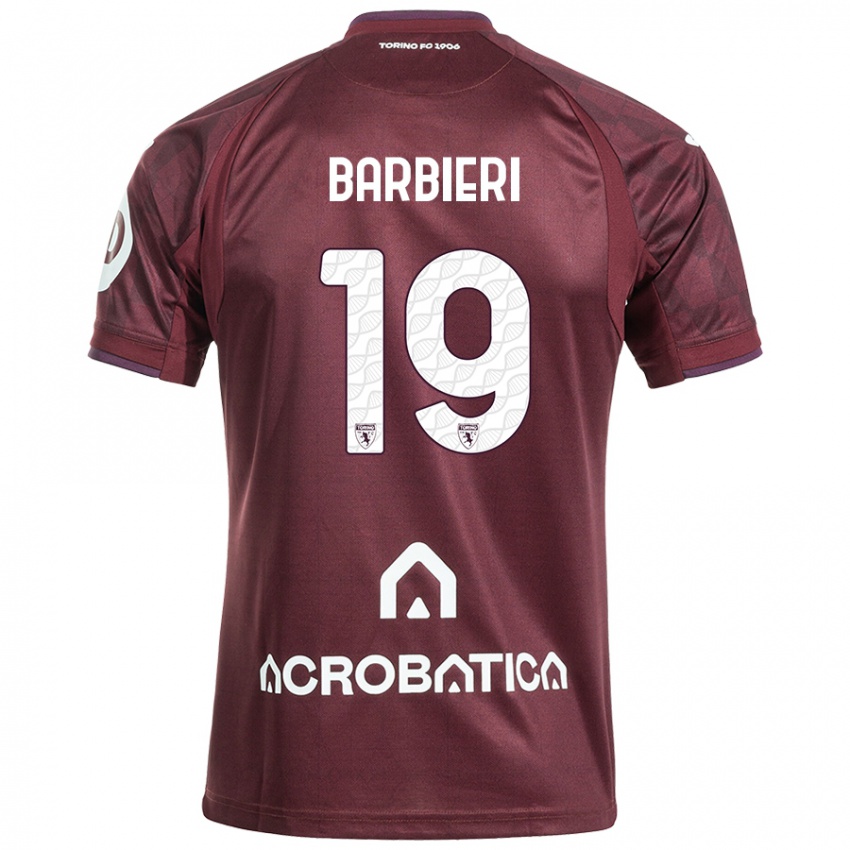 Enfant Maillot Raffaella Barbieri #19 Bordeaux Blanc Tenues Domicile 2024/25 T-Shirt Belgique