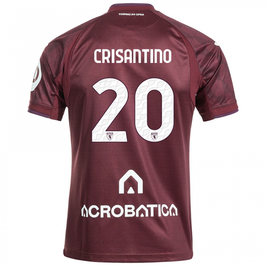 Enfant Maillot Giulia Crisantino #20 Bordeaux Blanc Tenues Domicile 2024/25 T-Shirt Belgique