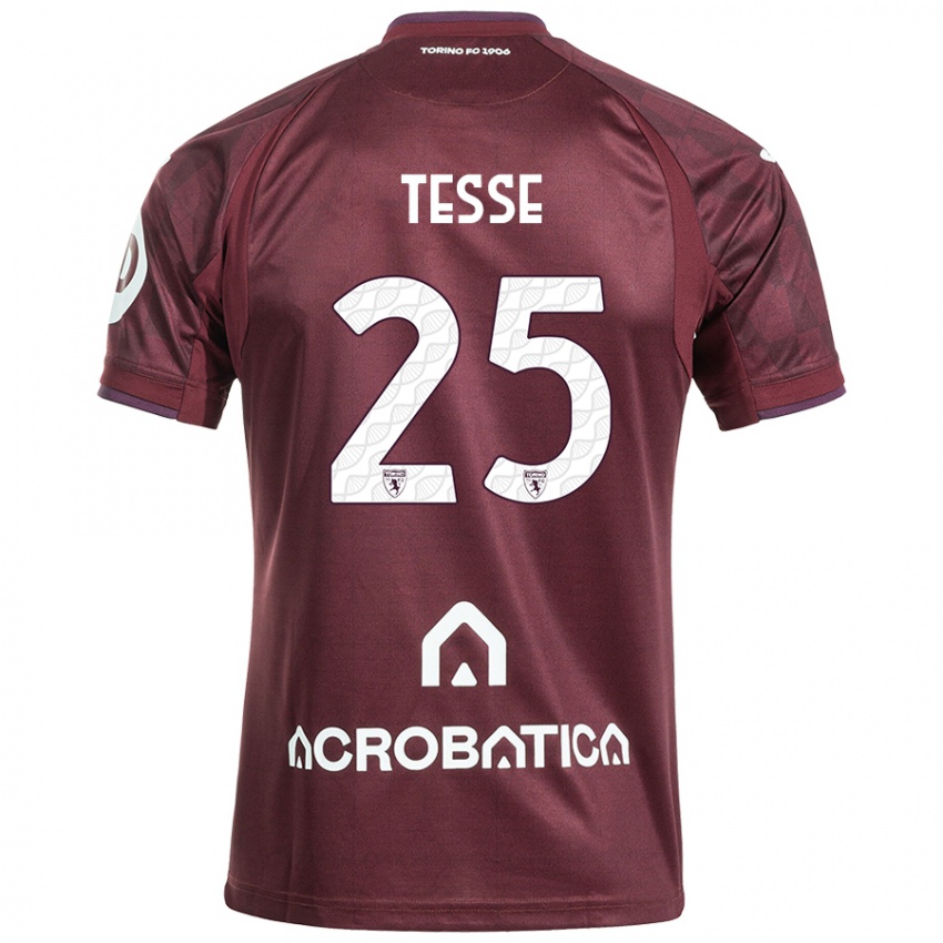 Enfant Maillot Manuela Tesse #25 Bordeaux Blanc Tenues Domicile 2024/25 T-Shirt Belgique