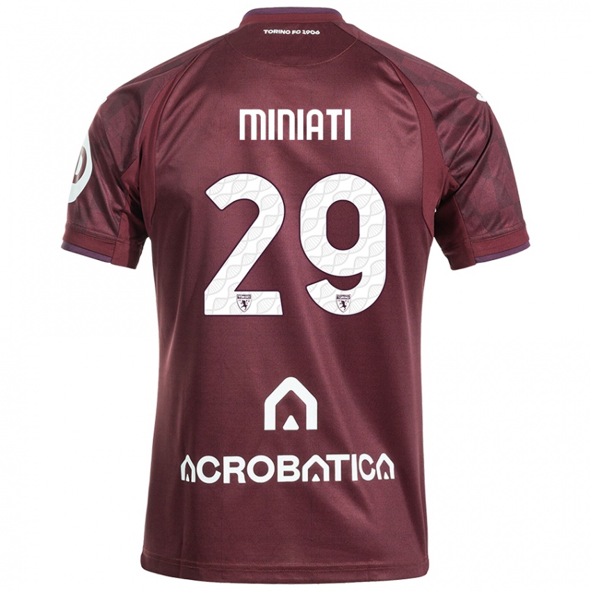 Enfant Maillot Elisa Miniati #29 Bordeaux Blanc Tenues Domicile 2024/25 T-Shirt Belgique