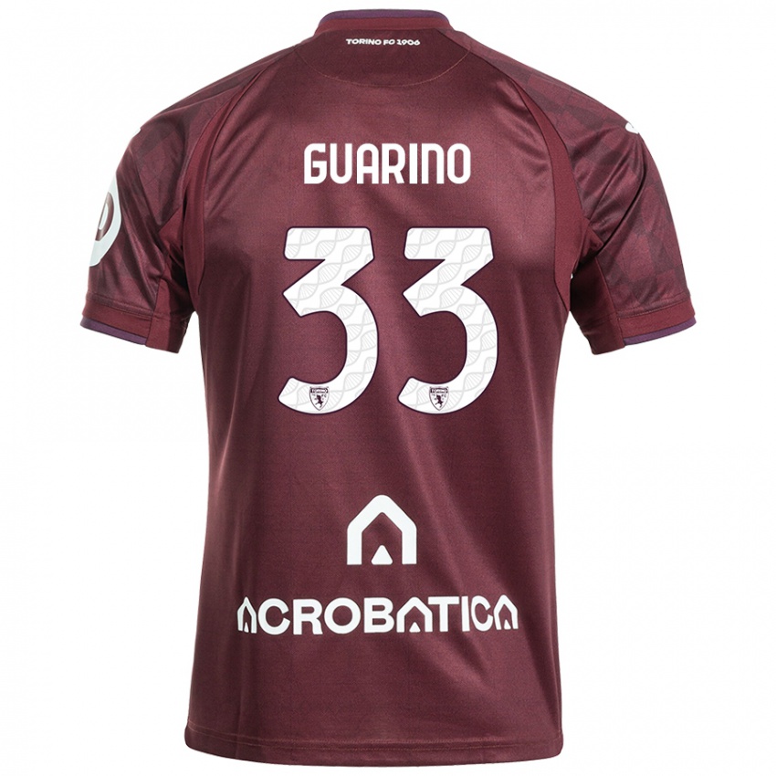 Enfant Maillot Rita Guarino #33 Bordeaux Blanc Tenues Domicile 2024/25 T-Shirt Belgique