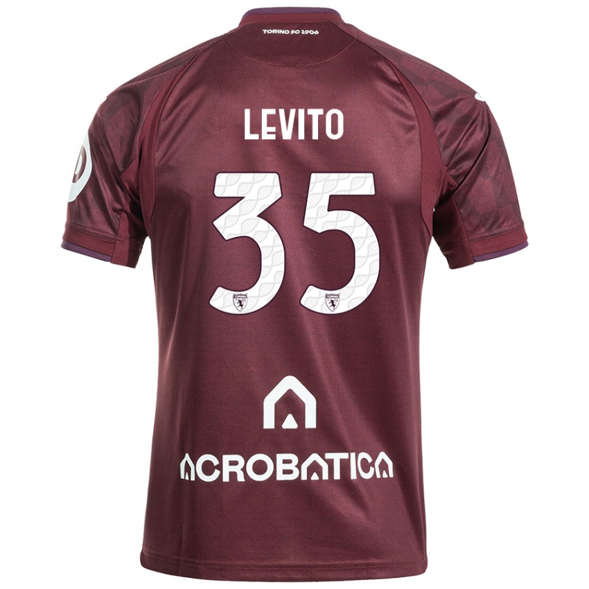 Enfant Maillot Isabeau Levito #35 Bordeaux Blanc Tenues Domicile 2024/25 T-Shirt Belgique