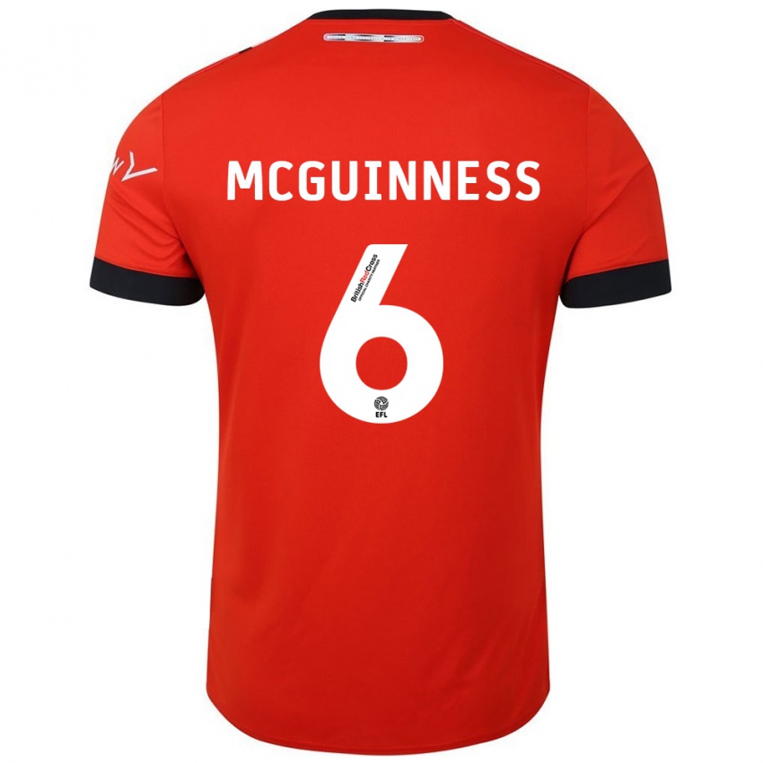 Enfant Maillot Mark Mcguinness #6 Orange Noir Tenues Domicile 2024/25 T-Shirt Belgique