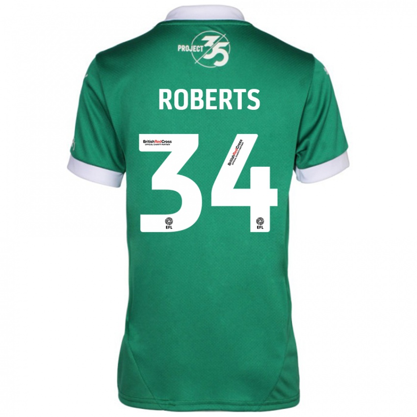 Kinder Caleb Roberts #34 Grün Weiß Heimtrikot Trikot 2024/25 T-Shirt Belgien