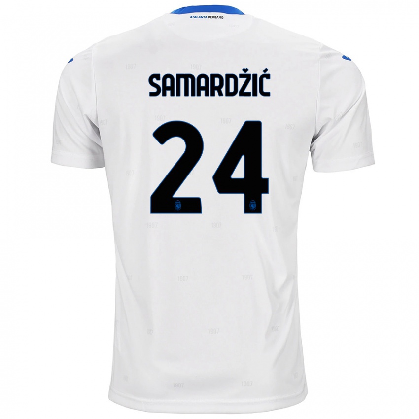 Enfant Maillot Lazar Samardžić #24 Blanc Tenues Extérieur 2024/25 T-Shirt Belgique