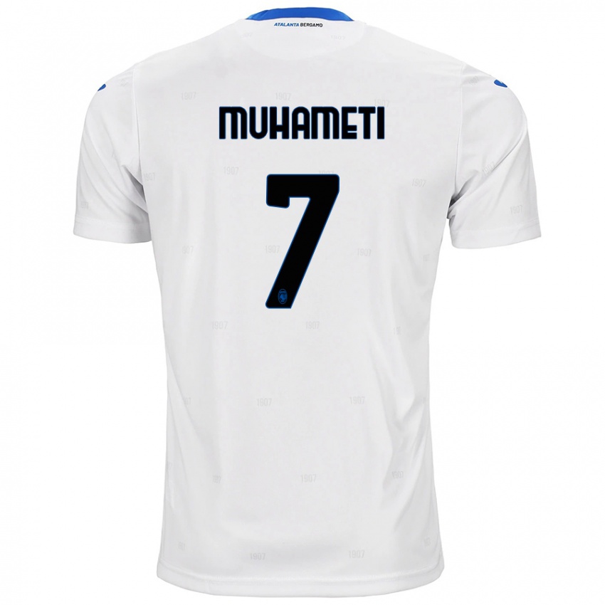 Enfant Maillot Endri Muhameti #7 Blanc Tenues Extérieur 2024/25 T-Shirt Belgique