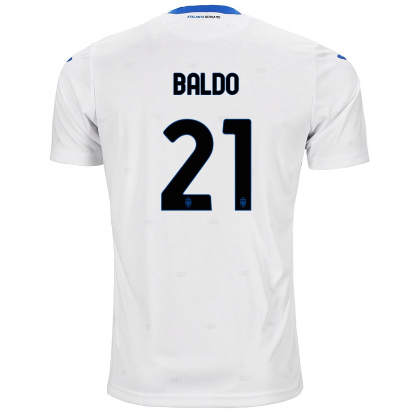 Enfant Maillot Nicolò Baldo #21 Blanc Tenues Extérieur 2024/25 T-Shirt Belgique