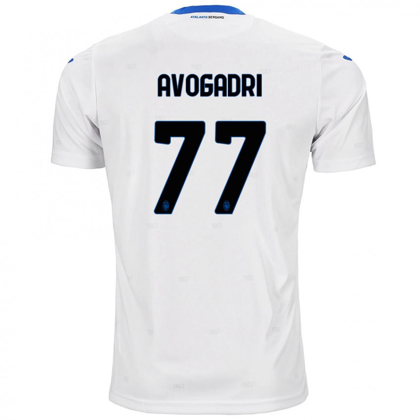 Enfant Maillot Lorenzo Avogadri #77 Blanc Tenues Extérieur 2024/25 T-Shirt Belgique