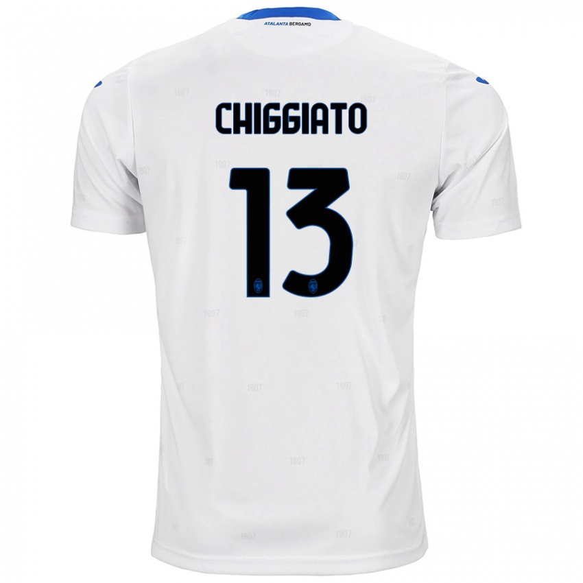 Enfant Maillot Gabriele Chiggiato #13 Blanc Tenues Extérieur 2024/25 T-Shirt Belgique