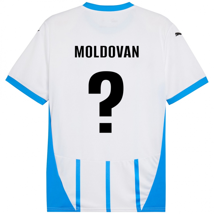 Kinderen Horațiu Moldovan #0 Wit Blauw Uitshirt Uittenue 2024/25 T-Shirt België