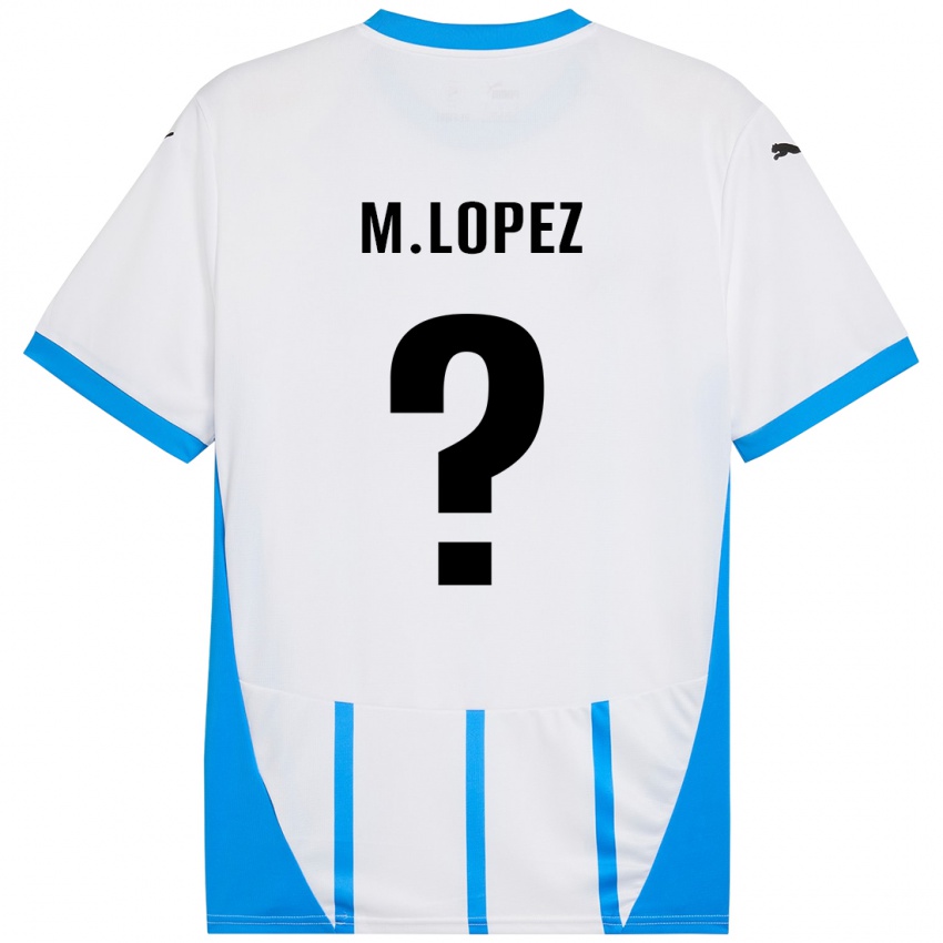 Kinderen Maxime López #0 Wit Blauw Uitshirt Uittenue 2024/25 T-Shirt België