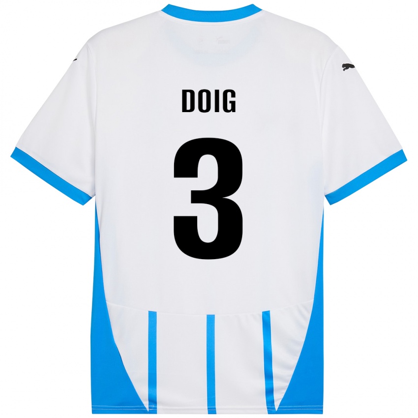 Kinderen Josh Doig #3 Wit Blauw Uitshirt Uittenue 2024/25 T-Shirt België