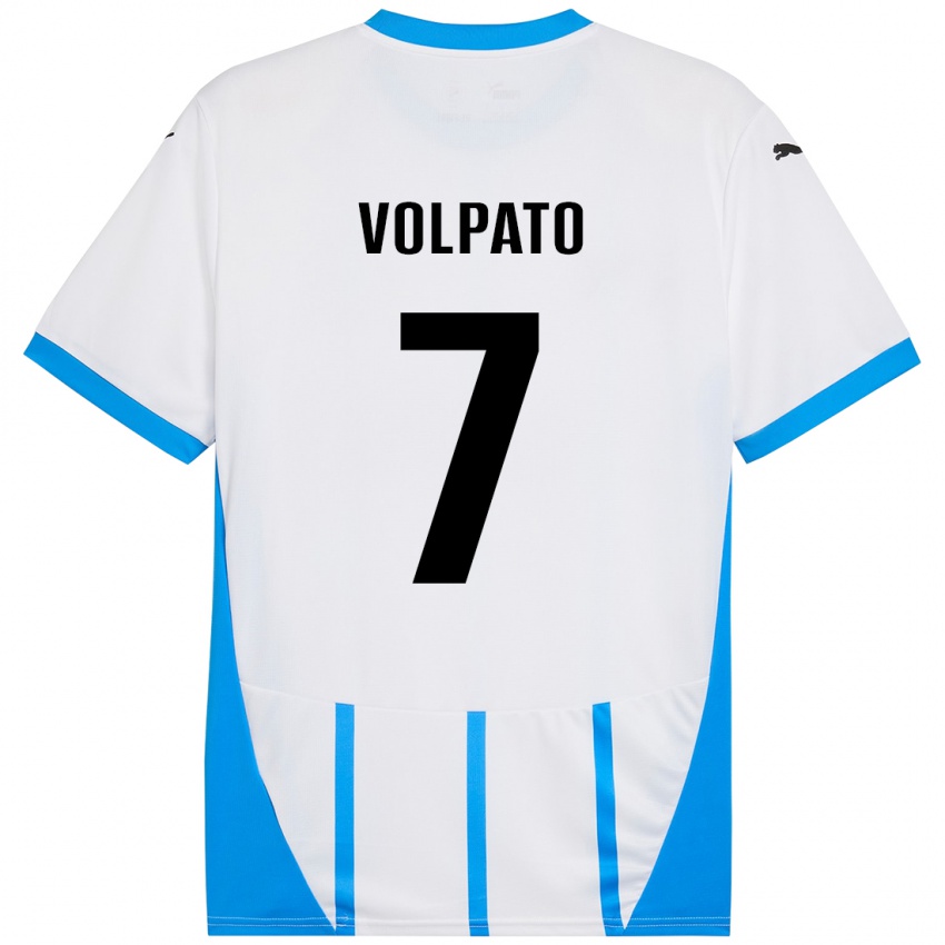 Kinderen Cristian Volpato #7 Wit Blauw Uitshirt Uittenue 2024/25 T-Shirt België