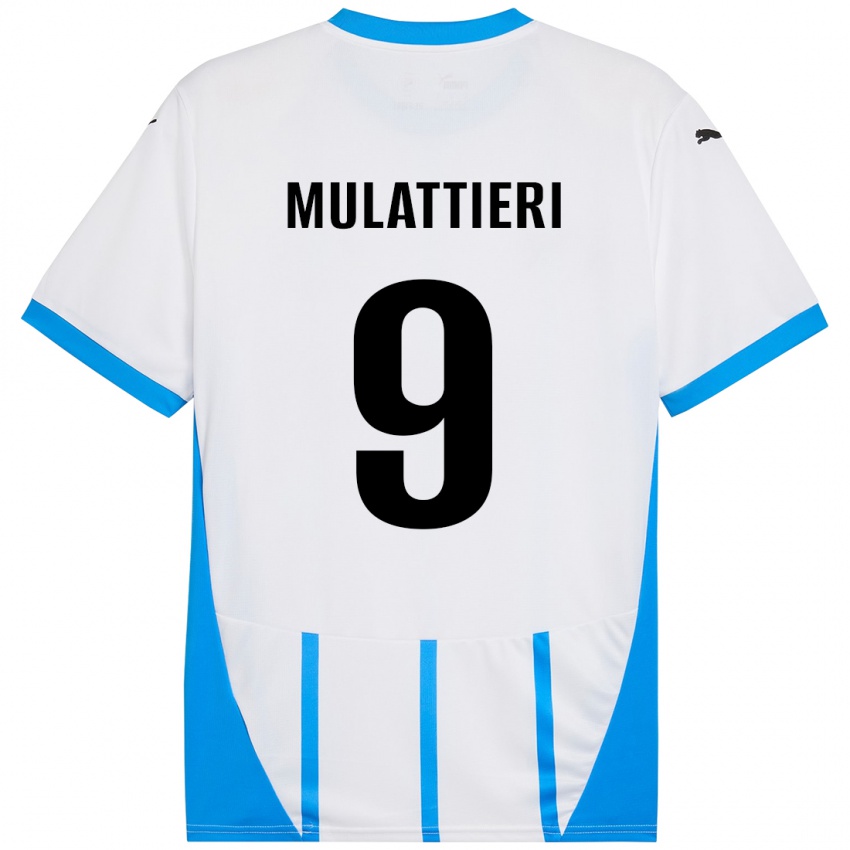 Kinderen Samuele Mulattieri #9 Wit Blauw Uitshirt Uittenue 2024/25 T-Shirt België