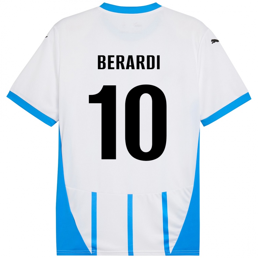 Enfant Maillot Domenico Berardi #10 Blanc Bleu Tenues Extérieur 2024/25 T-Shirt Belgique