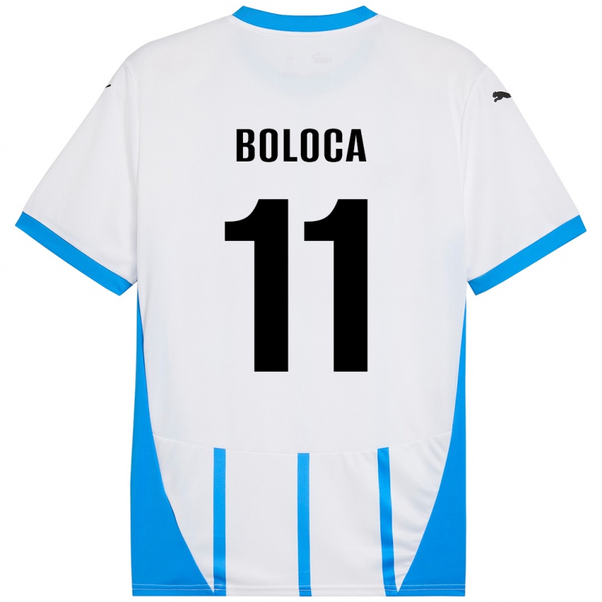 Enfant Maillot Daniel Boloca #11 Blanc Bleu Tenues Extérieur 2024/25 T-Shirt Belgique