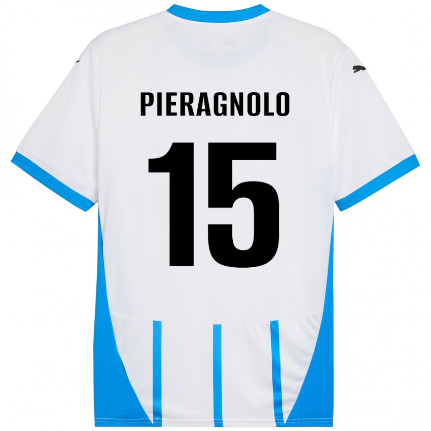 Kinderen Edoardo Pieragnolo #15 Wit Blauw Uitshirt Uittenue 2024/25 T-Shirt België