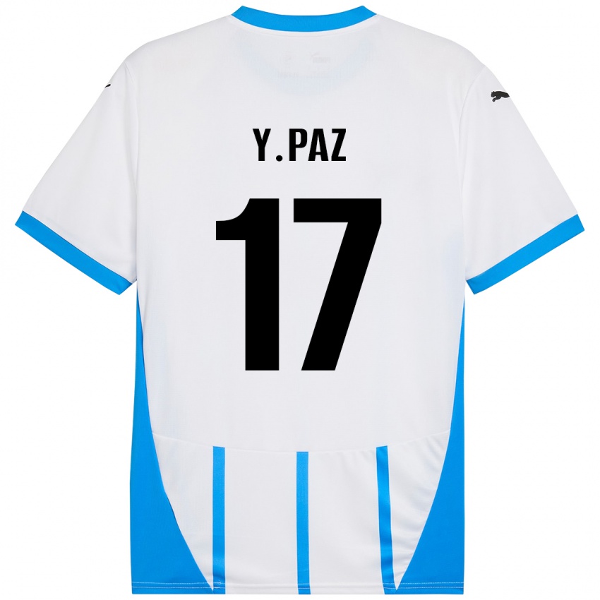 Kinderen Yeferson Paz #17 Wit Blauw Uitshirt Uittenue 2024/25 T-Shirt België