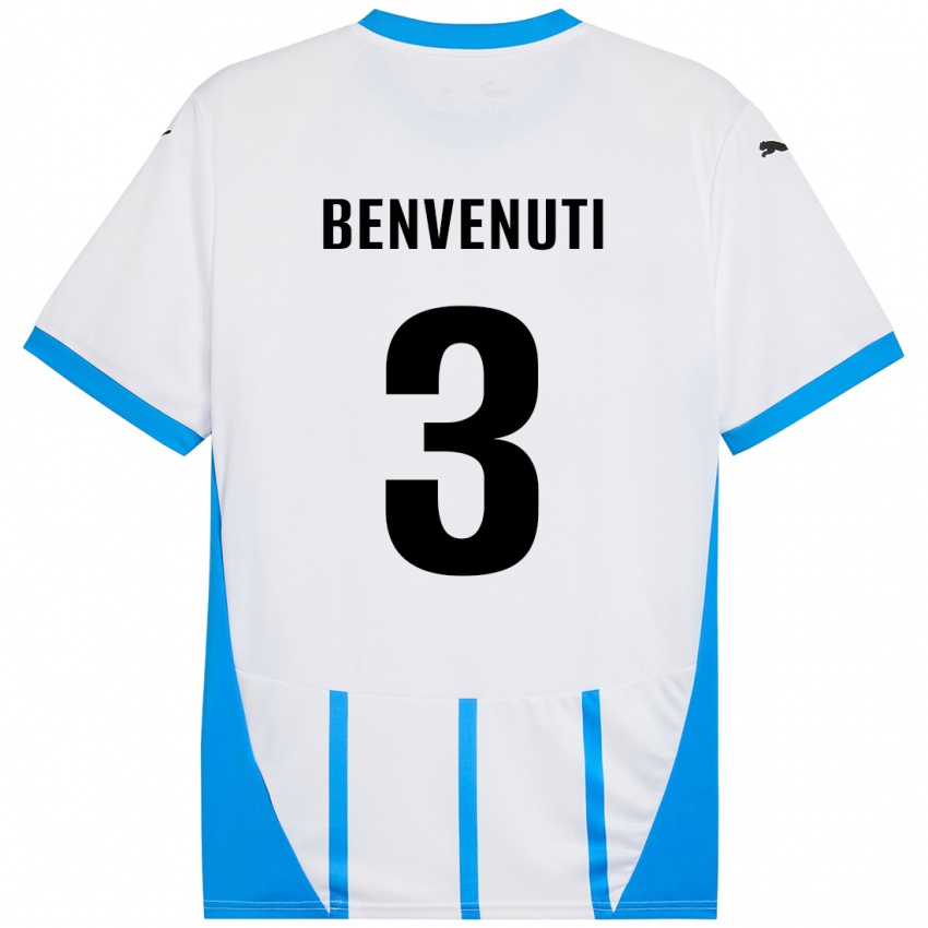 Kinderen Tommaso Benvenuti #3 Wit Blauw Uitshirt Uittenue 2024/25 T-Shirt België