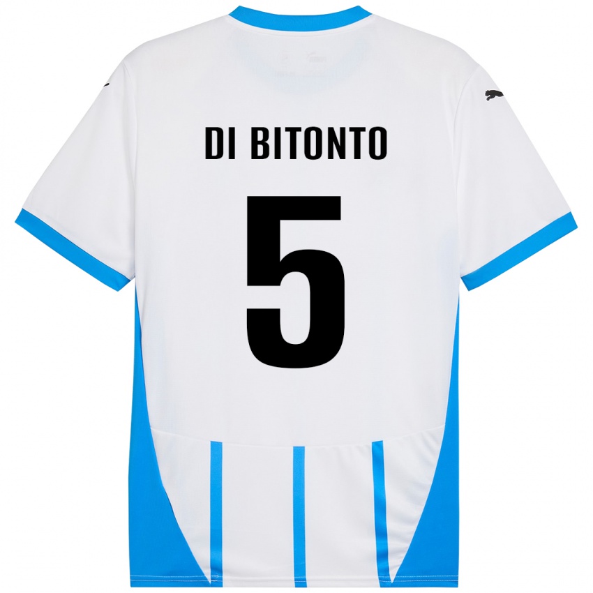 Kinderen Alessandro Di Bitonto #5 Wit Blauw Uitshirt Uittenue 2024/25 T-Shirt België