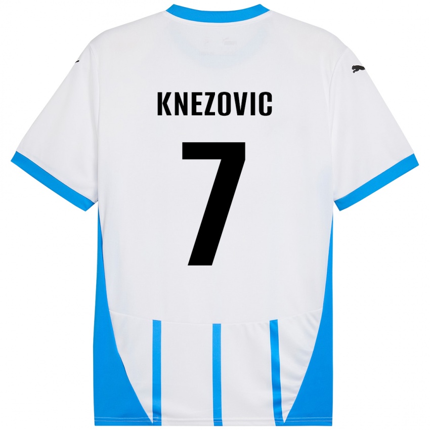 Kinderen Borna Knezovic #7 Wit Blauw Uitshirt Uittenue 2024/25 T-Shirt België