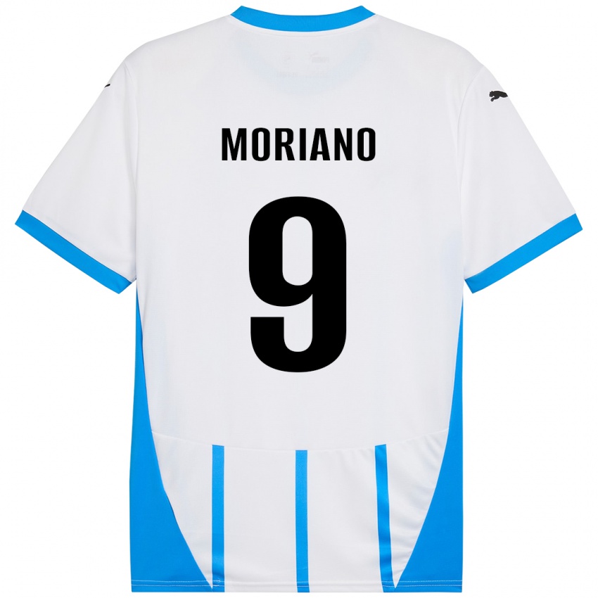 Kinderen Andrea Moriano #9 Wit Blauw Uitshirt Uittenue 2024/25 T-Shirt België