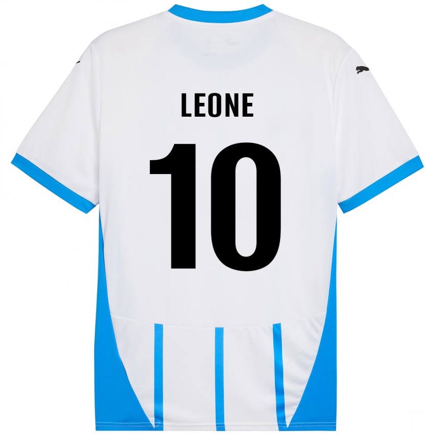 Kinderen Kevin Leone #10 Wit Blauw Uitshirt Uittenue 2024/25 T-Shirt België