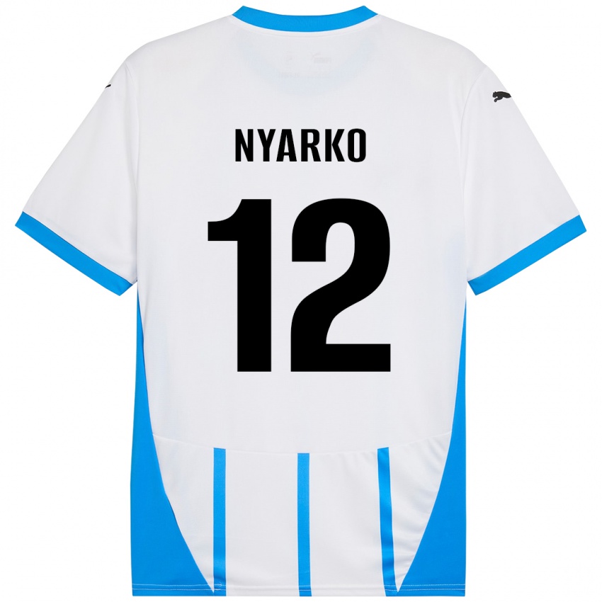 Kinderen Lorenzo Nyarko #12 Wit Blauw Uitshirt Uittenue 2024/25 T-Shirt België