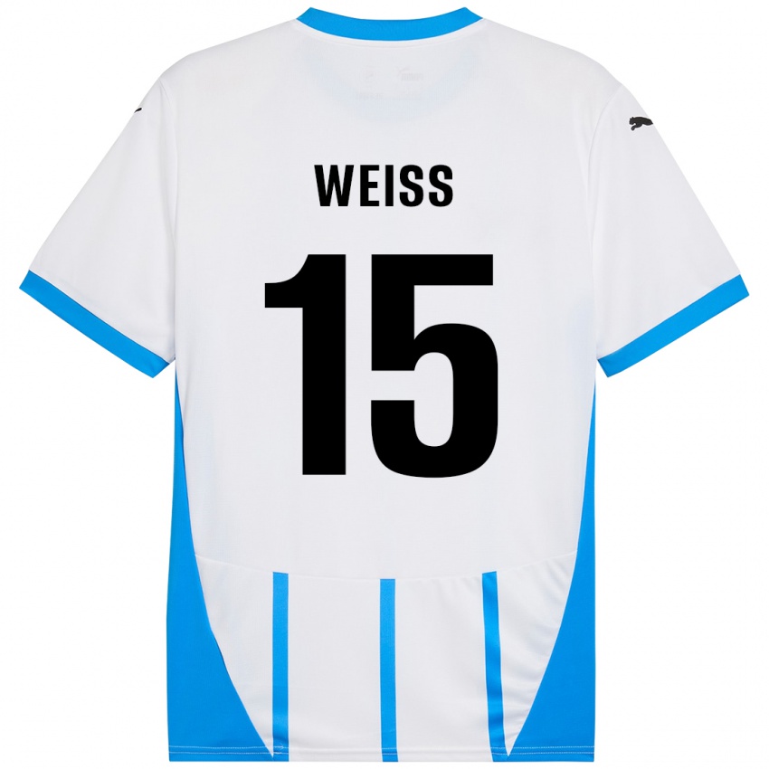 Kinderen David Weiss #15 Wit Blauw Uitshirt Uittenue 2024/25 T-Shirt België