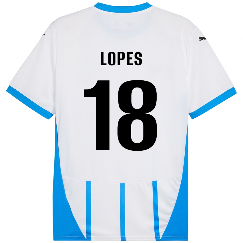 Kinderen Emerick Lopes #18 Wit Blauw Uitshirt Uittenue 2024/25 T-Shirt België