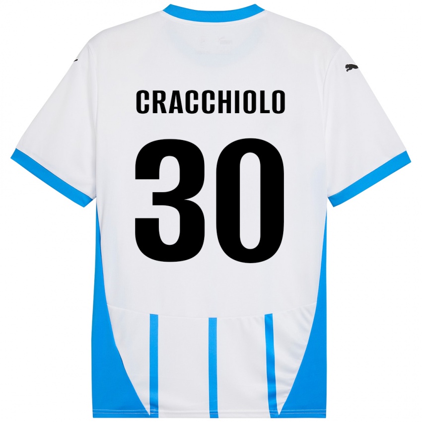 Kinderen Leonardo Cracchiolo #30 Wit Blauw Uitshirt Uittenue 2024/25 T-Shirt België