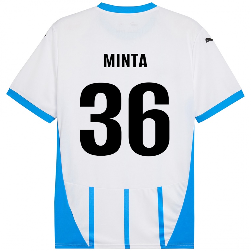 Kinderen Amoako Minta #36 Wit Blauw Uitshirt Uittenue 2024/25 T-Shirt België