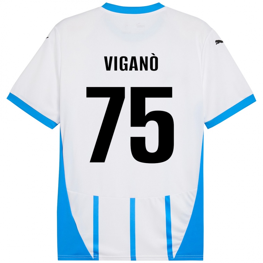 Kinderen Lorenzo Viganò #75 Wit Blauw Uitshirt Uittenue 2024/25 T-Shirt België