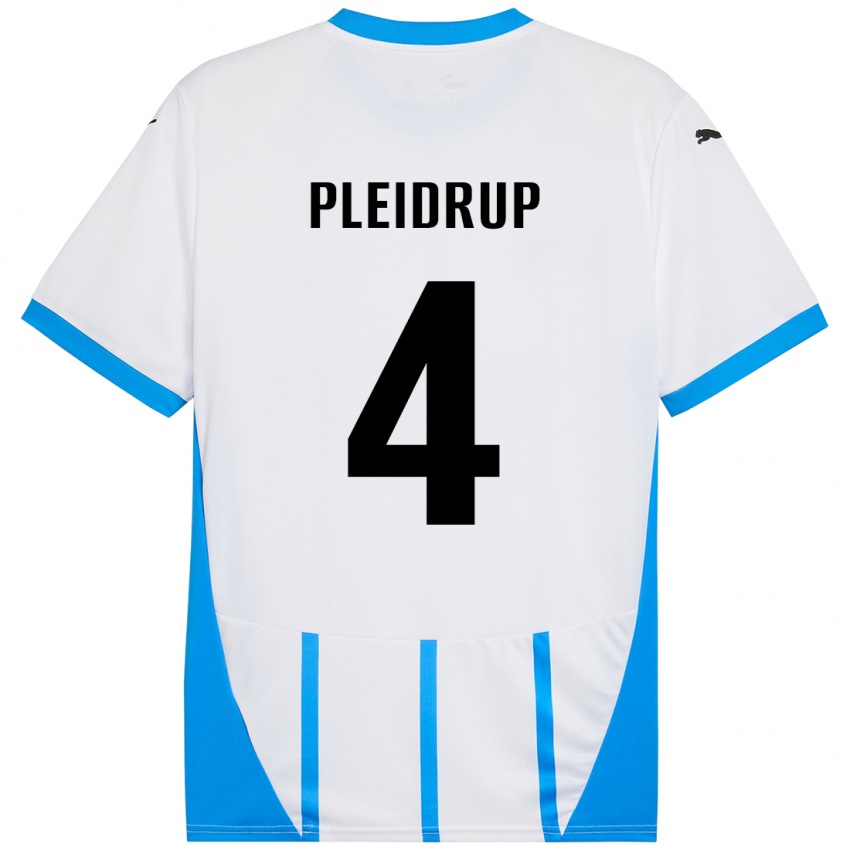 Kinderen Caroline Pleidrup #4 Wit Blauw Uitshirt Uittenue 2024/25 T-Shirt België