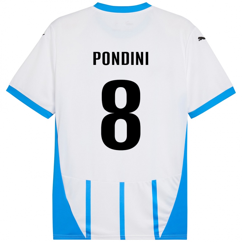 Kinderen Giada Pondini #8 Wit Blauw Uitshirt Uittenue 2024/25 T-Shirt België