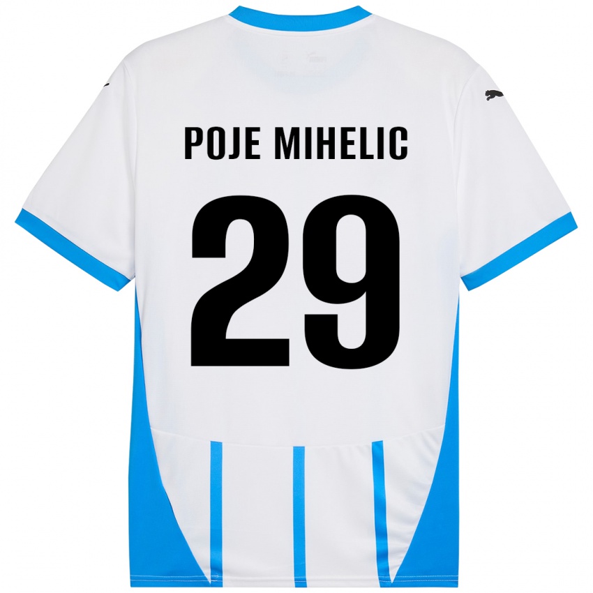 Kinderen Naja Poje Mihelič #29 Wit Blauw Uitshirt Uittenue 2024/25 T-Shirt België