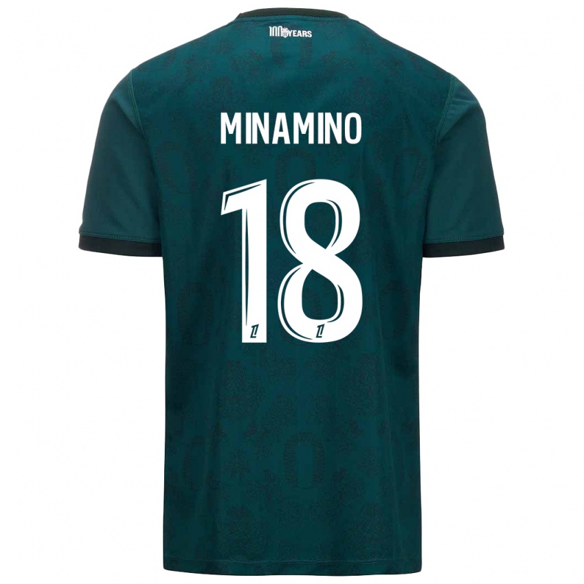 Kinderen Takumi Minamino #18 Donkergroen Uitshirt Uittenue 2024/25 T-Shirt België