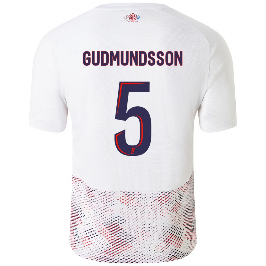 Kinderen Gabriel Gudmundsson #5 Wit Koningsblauw Uitshirt Uittenue 2024/25 T-Shirt België