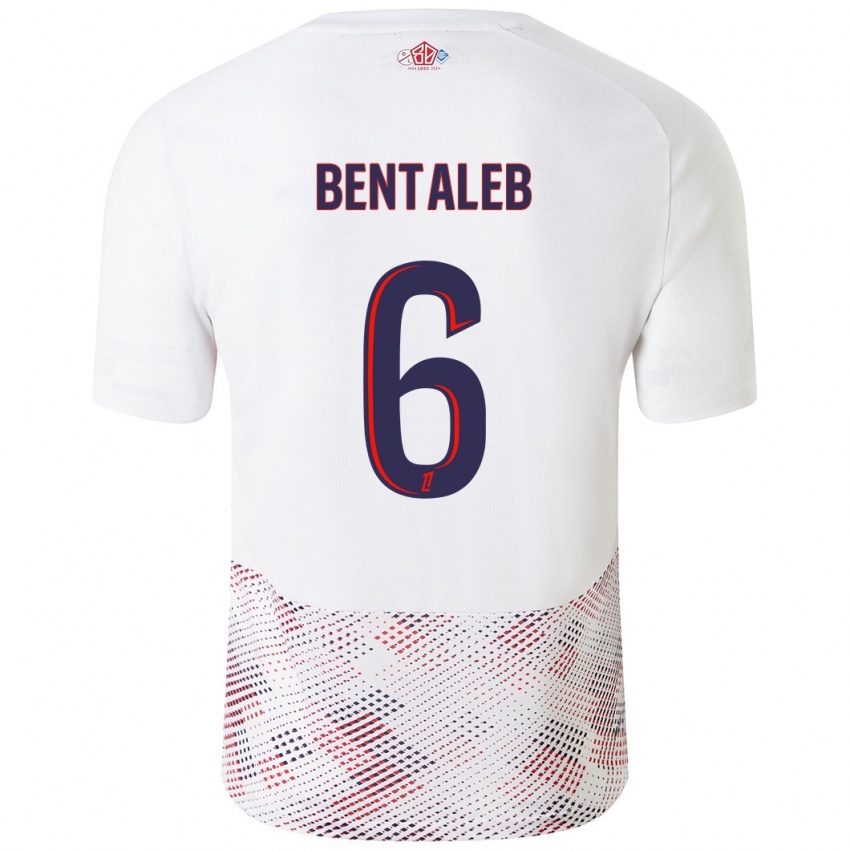 Enfant Maillot Nabil Bentaleb #6 Blanc Bleu Royal Tenues Extérieur 2024/25 T-Shirt Belgique