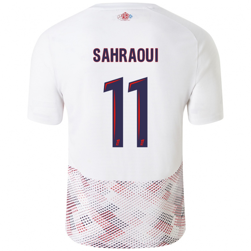 Enfant Maillot Osame Sahraoui #11 Blanc Bleu Royal Tenues Extérieur 2024/25 T-Shirt Belgique