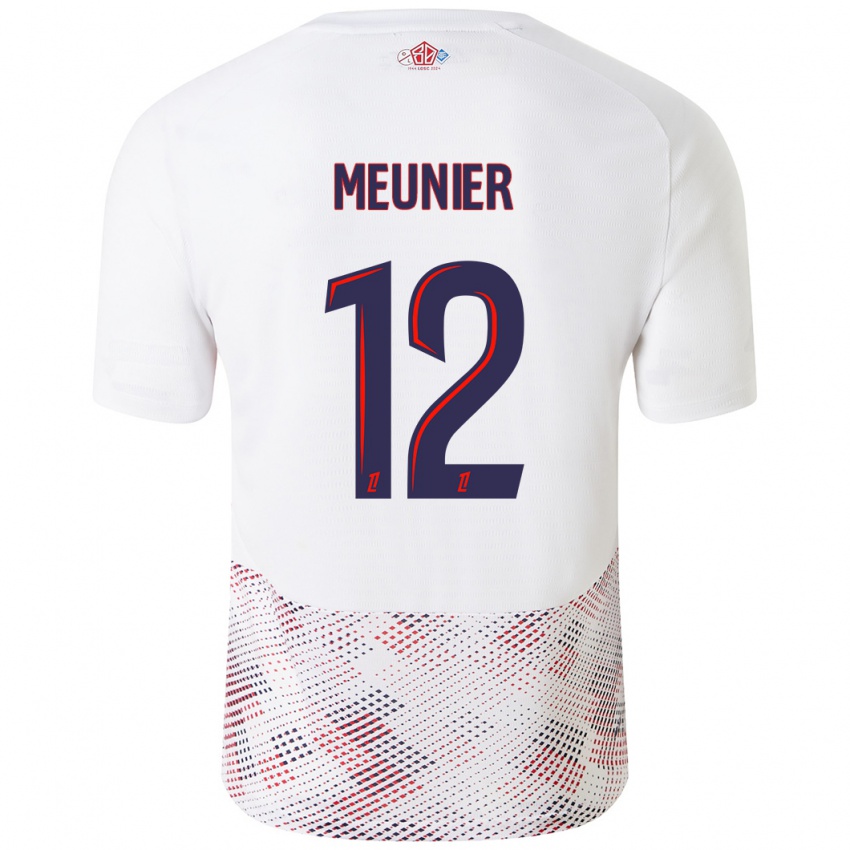 Kinderen Thomas Meunier #12 Wit Koningsblauw Uitshirt Uittenue 2024/25 T-Shirt België