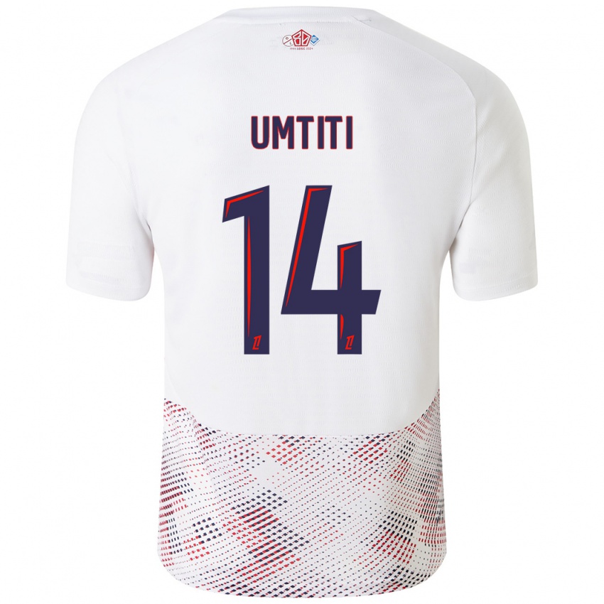 Kinderen Samuel Umtiti #14 Wit Koningsblauw Uitshirt Uittenue 2024/25 T-Shirt België