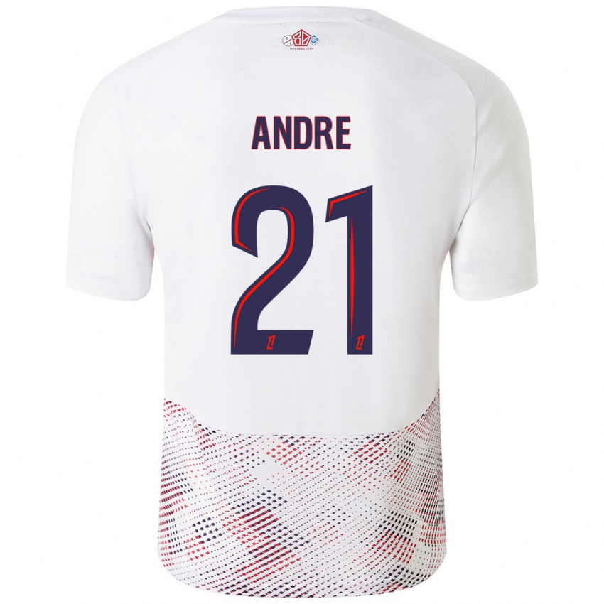 Kinderen Benjamin André #21 Wit Koningsblauw Uitshirt Uittenue 2024/25 T-Shirt België