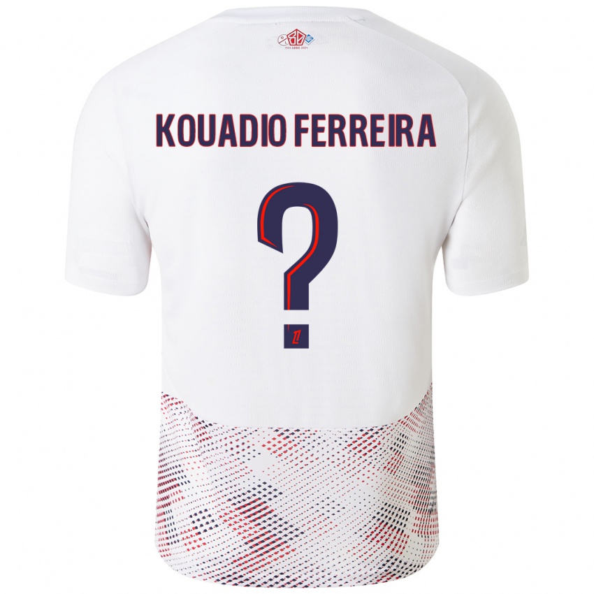 Enfant Maillot Wilfrid Kouadio Ferreira #0 Blanc Bleu Royal Tenues Extérieur 2024/25 T-Shirt Belgique