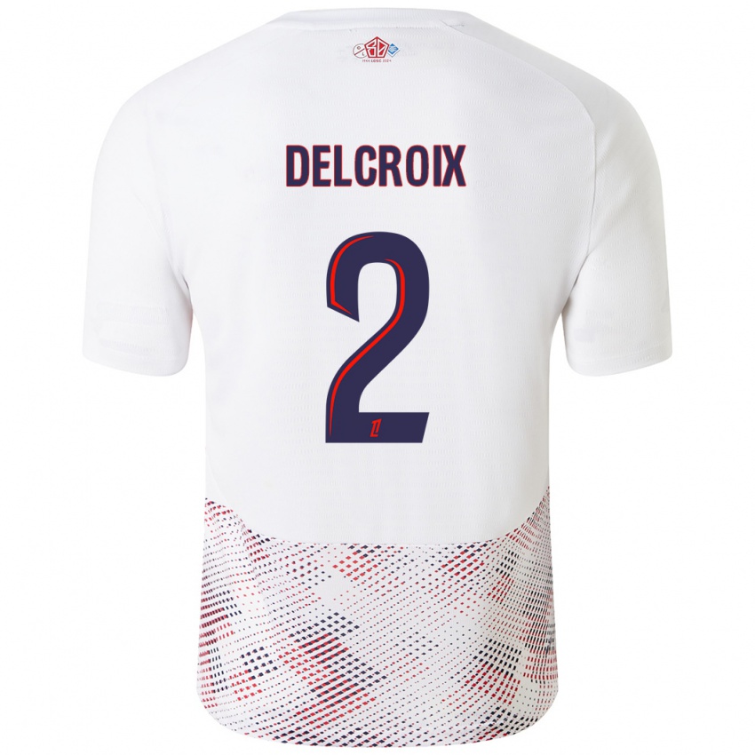 Enfant Maillot Céleste Delcroix #2 Blanc Bleu Royal Tenues Extérieur 2024/25 T-Shirt Belgique