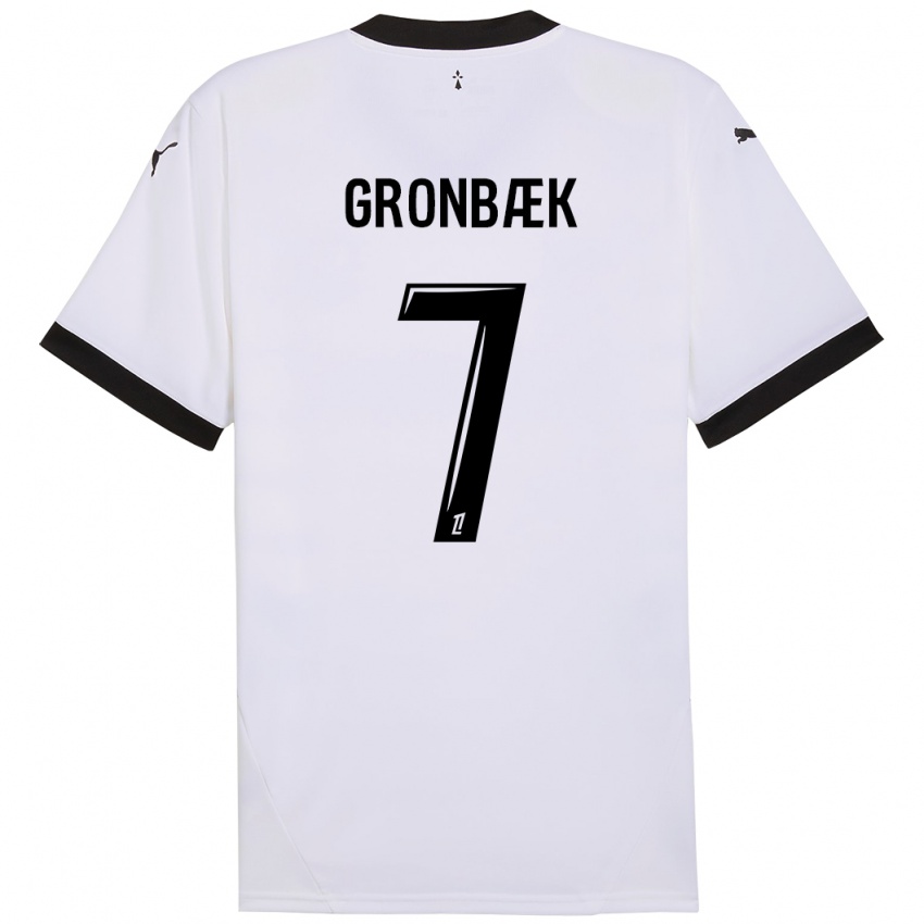 Enfant Maillot Albert Grønbaek #7 Blanc Noir Tenues Extérieur 2024/25 T-Shirt Belgique