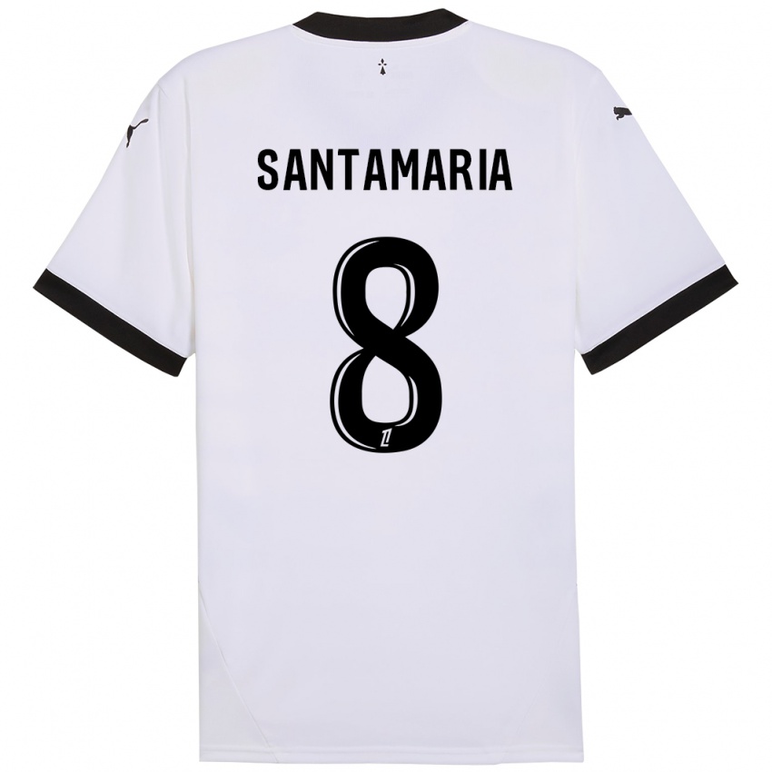 Enfant Maillot Baptiste Santamaria #8 Blanc Noir Tenues Extérieur 2024/25 T-Shirt Belgique