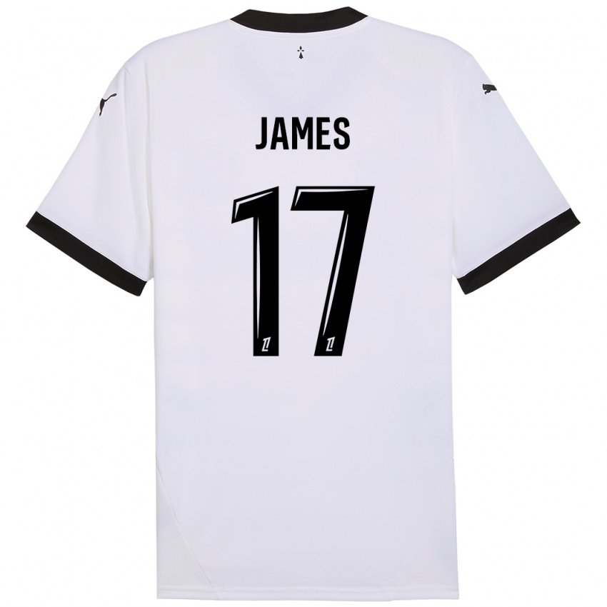 Enfant Maillot Jordan James #17 Blanc Noir Tenues Extérieur 2024/25 T-Shirt Belgique