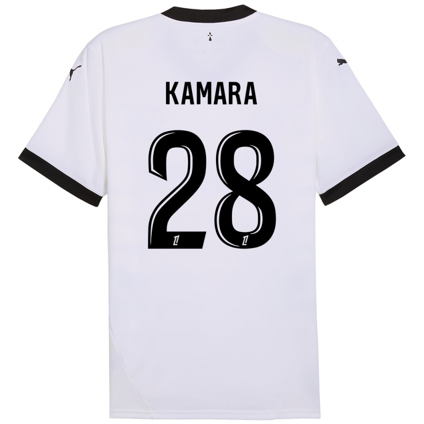 Enfant Maillot Glen Kamara #28 Blanc Noir Tenues Extérieur 2024/25 T-Shirt Belgique